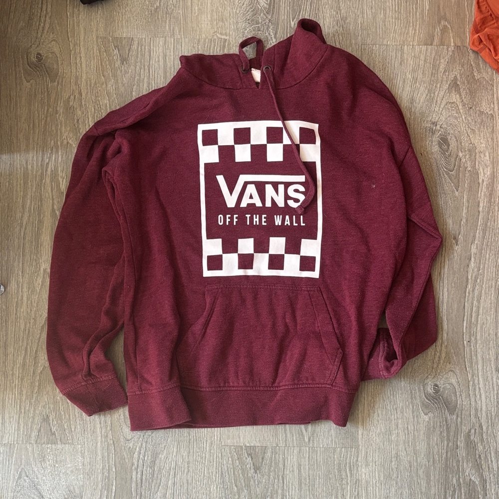 Vans Maroon Checkered Logo Hoodie